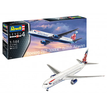 KIT PARA MONTAR REVELL AVIÃO BOEING 767-300ER BRITISH AIRWAYS 1/144 53 PEÇAS REV 03862